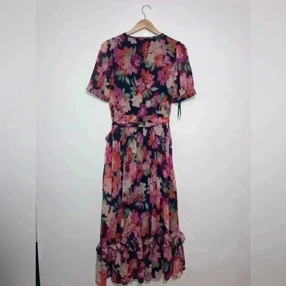 Calvin Klein Floral-Print Belted MIDI Dress - Picture 5 of 9